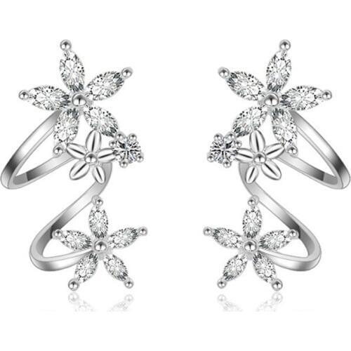Womens Fashion 100% 925 Sterling Silver Starkable Flower Earring Luxury Clear Zircon Earrings For Young Girls Teen Gift Brincos