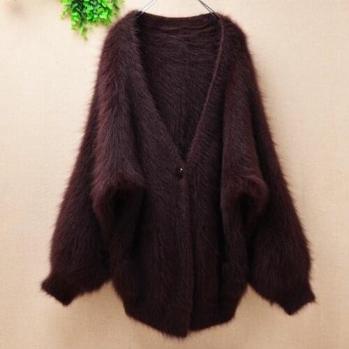 100% mink cashmere thicken warm casual winter cardigan ladies Women oversized long batwing long sleeves angora fur sweater coat