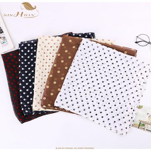 SISHION Autumn Ladies Classic Black and White Polka Dot Scarf Vintage 50s Small Squares Chiffon Print Korean Scarf SP0825
