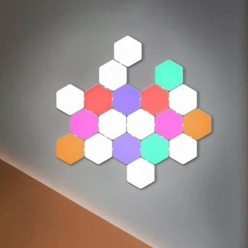 1-10pcs Colorful Quantum Light Touch Sensitive Lighting Night Lights Magnetic Hexagonal Modular Wall Lamp Creative Home Decor