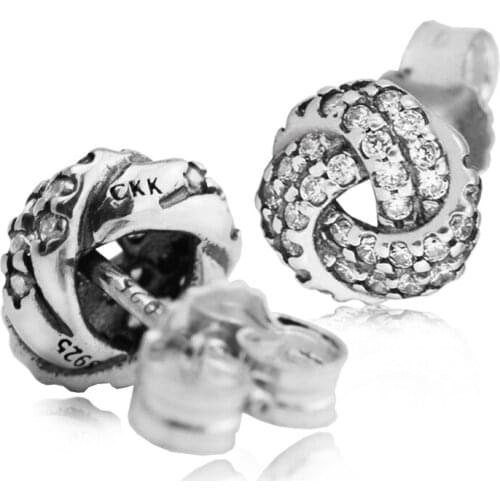 100% 925 Sterling-Silver-Jewelry Infinite Love Earring Free Shipping