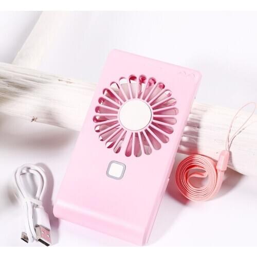 2020 New mirror small Fan USB charging beauty tape holder mini portable handheld gift fan