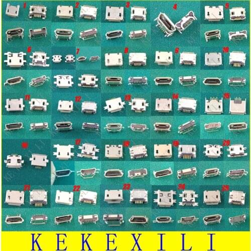 25Models Micro USB Jack 5p 5pin USB Charging Socket Connector for SONY/Samsung/Lenovo/Huawei/HTC/...Mobile Phone Tablet pc mid