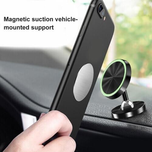 360 Degrees Rotation Luminous Magnetic Alloy Car Dashboard Phone Holder Stand