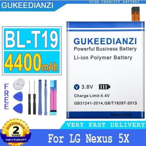 4400mAh GUKEEDIANZI Battery BL-T19 For LG BL-T19 Nexus 5X H790 H791 H798 Battery Nexus5X Big Power Bateria