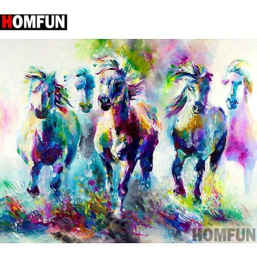HOMFUN Full Square/Round Drill 5D DIY Diamond Painting "Color horse" Embroidery Cross Stitch 5D Home Decor Gift A14084