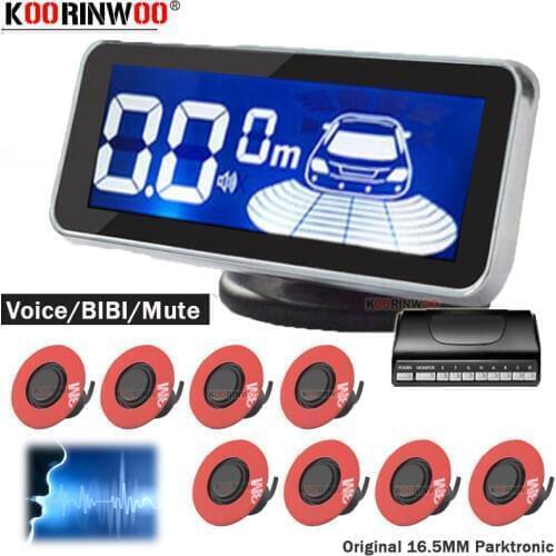 Koorinwoo Flat 16.5 Human Voice/bibi Sounds Buzzer Parktronic LCD Monitor Car Parking Sensors 4/6/8 Car Radar Detector Assist