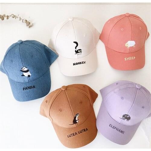 Kids Baseball Caps Embroidered Monkey Panda Casual Hat Children Spring Summer Outdoor Sun Hat Boys Girls Cartoon Animal Hats