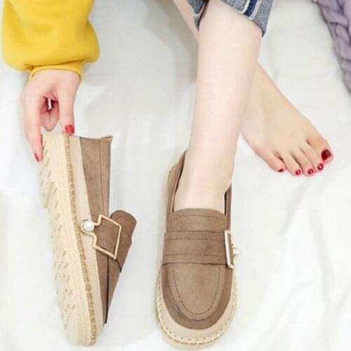 Beanie shoes female 2019 spring new wild casual thick bottom muffin single shoes female one foot flat bottom loafers
