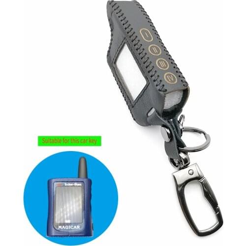 MA Body lcd Leather Keychain Case Covers for Russian version 2-way Magicar SCHER KHAN A / B lcd car two-way remote alarm
