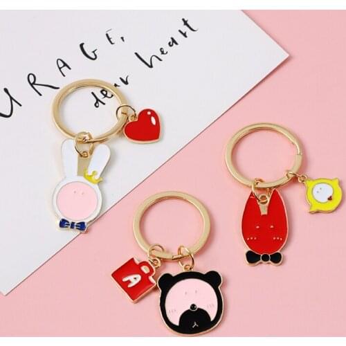 Cute Cartoon Rabbit Bunny Fox Animal Keychain High Qaulity Metal Key Chains Ring Car Bag Pendent Charm Women Accessories D616