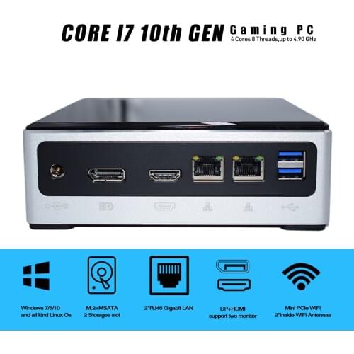10TH Gen Mini PC i7 10510U 2*DDR4 RAM with Fan Computer i3 10110u m.2 SSD USB-C SD 4K HTPC i5 8259U DP HDMI Pci E WIFI