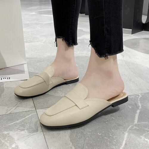 2020 Fashion Square Toe PU Slippers Pure simple and elegant flat shoes Soft and comfortable casual shoes zapatos mujer U30-10