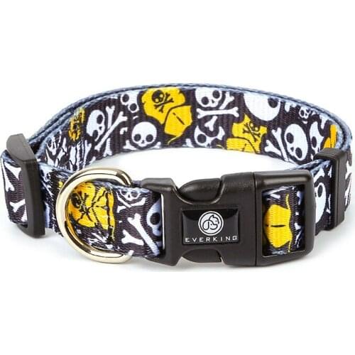 Dog Collars Nylon Pet Collar for Small Medium Large Dogs Fashion Skull Pattern Printed Walking Belt Personalized Dog Supplies