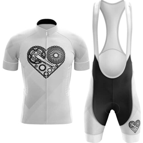 NEW 2021 Heart Cycling Jersey Set Sport Team Bike Men Clothing Quick Dry Summer Sleeve Cycling Road Ride Shirt Bib Short Gel Pad