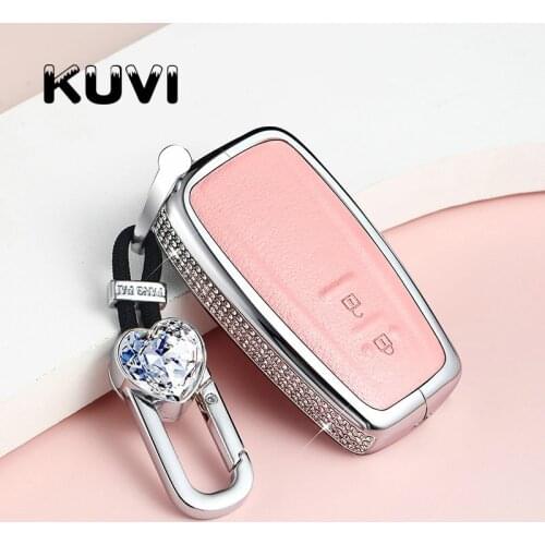 New Women Alloy Leather Car Remote Key Cover Case Holder For Toyota CHR C-HR 2017 2018 Prius 2 Buttons Accessories