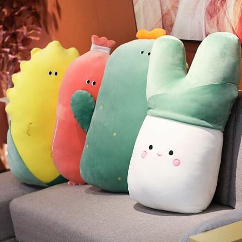Food Plush Pillow Hugs Sausage Cactus Decorative Cushions for Sofa Bed Body Pillows Corn Green Onion Chair Cushion Home Decor