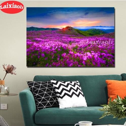 Full square round drill set diy diamond painting Azalea sunset landscape 5d diamond mazayka embroidery room decor