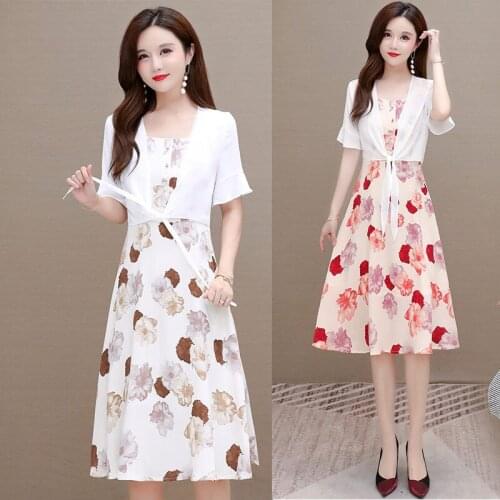 Plus Size 5XL Floral Sling Dress Two Piece Female 2021 Summer Temperament Fashion Crop Top Suit Dress Women Elegant Outfit zh821
