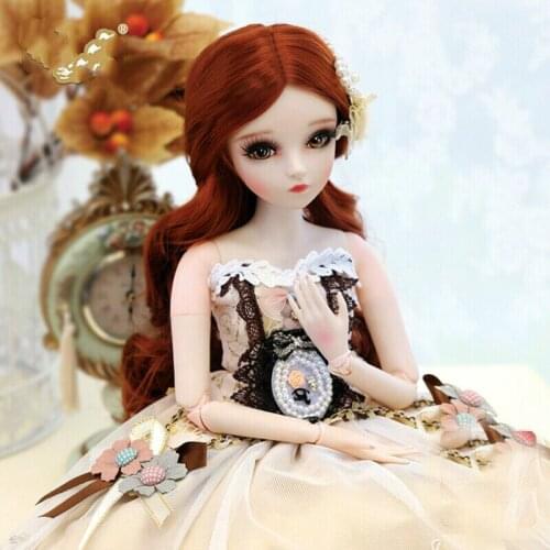 Christmas Gift 1/3 BJD Doll Ball Joint Girl Eye Face Makeup Wig Clothes Full Set Silicone Fashion Doll Movie & TV CN(Origin)