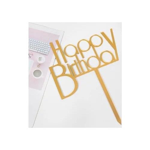 Acrylic Cake Topper Golden Happy Birthday Cake Toppers For Kids Birthday Party Cake Decorations Celebrate Birthday Dessert Gift