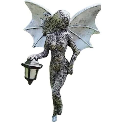 Creative Angel Girl Garden Light Fairy Elf Sculpture With Flashlight Lantern Garden Ornaments For Outdoor Patio Backyard Decor