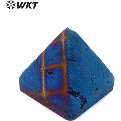 WT-G269 Druzy Quartz With Titanium In Pyramid Shape Colorful Quartz For Jewelry Making big geode pyramid stone