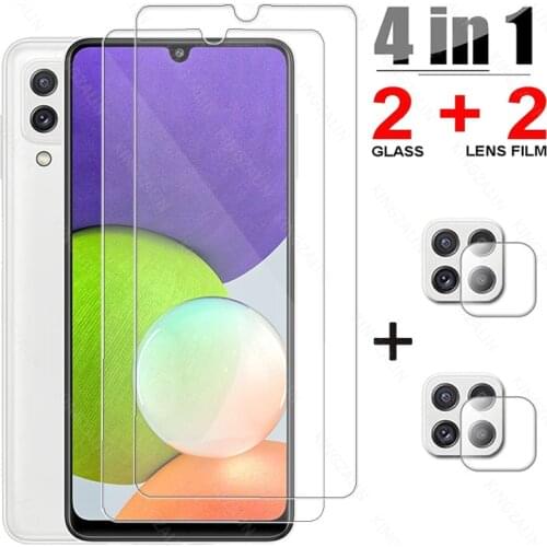4 IN 1 glass for samsung A22 A32 A52 A12 camera lens glass film screen protector protective tempered glass for samung a22 a52