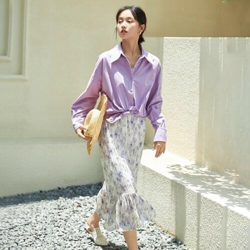 INMAN Autumn Spring Womens Top Classic Minimalist Pure Color Long Sleeves Blouse All-Match Multi-Color Cotton Shirt