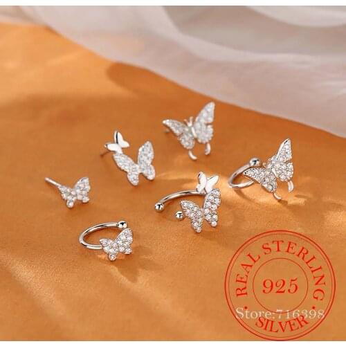 925 Sterling Silver Butterfly Stud Earrings Fashion Jewelry For Women Christmas Gift pendientes aretes de mujer eh1293