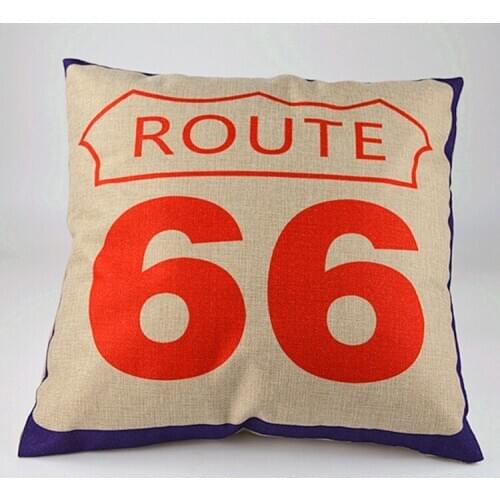 2pc American Route 66 Printing Cushion Cover Linen Cushion cover Highg Quality Car cushion case Soft Pillow Case