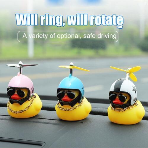 2019 Small Yellow Duck Car Decoration Windbreaker Duckling with Helmet Car Accessories CSL88