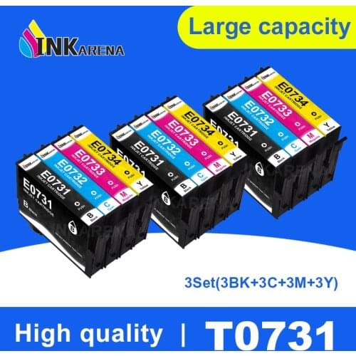 3 Pack 73N T0731 Full Ink Cartridge for Epson Stylus CX5900 TX205 TX209 TX409 TX419 TX300F TX100 T40W CX4900 CX3905 Printer