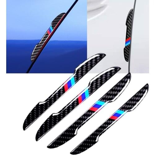 4pcs Carbon Fiber Car Accessories Door Scratch Bumper Scuff Trim Stickers For M3 M5 E36 E46 E60 E90 E92 for BMW X1 F48 X3 X5 X6