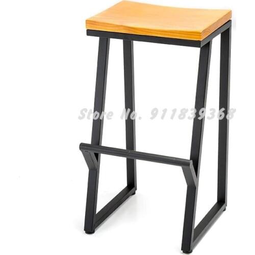 Wrought iron bar stool solid wood coffee chair bar stool bar stool modern chair simple high stool stool creative chair feet