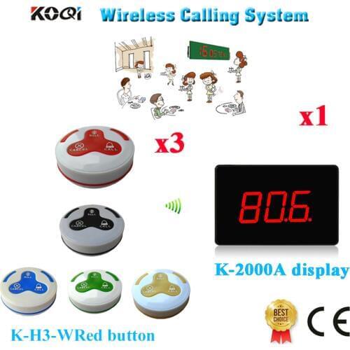 Wireless Buzzer Bell System New Arrival Good Quality Display With Waterproof Transmitter Button By CE(1 display+3 call button)