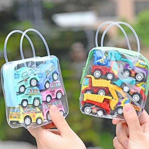 6pcs Car Model Toy Pull Back Car Toys Mobile Vehicle Fire Truck Taxi Model Kid Mini Cars Boy Toys Gift Diecasts Toy for Children