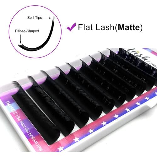 LAKANAKU Faux Soft Matte Ellipse Flat Lashes Extension Mink 0.15 0.20 8-15mm Natural Light Ellipse Flat Eyelashes Makeup Cilios