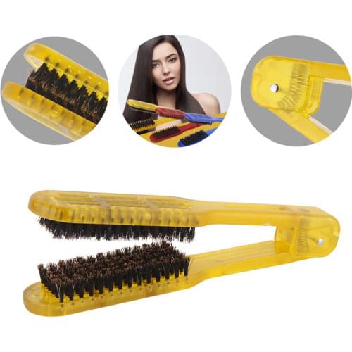 Ceramic Straightening Comb Double Sided Hair Brush Clamp Hairdressing Natural Fibres Bristle Hair Comb Hairstylig Tool