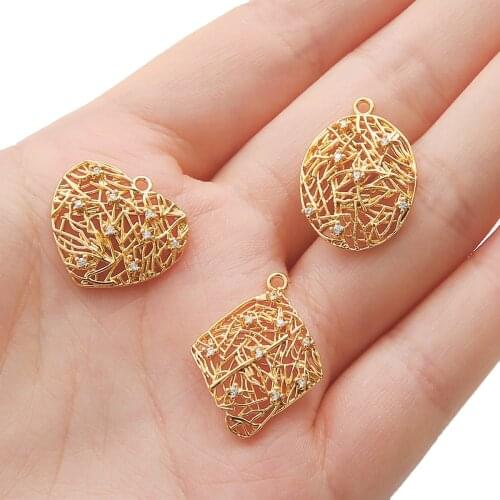 Fashion Gold Romantic Heart Love/Rhombus/Oval Pendant Necklace Earrings Sets Golden Jewelry Sets for Women Girl Accessories