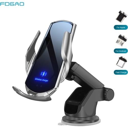 Magnetic Automatic 15W Qi Car Wireless Charger Mount for iPhone 12 11 XS XR X 8 Samsung S20 S21 Infrared Sensor Car Phone Holder