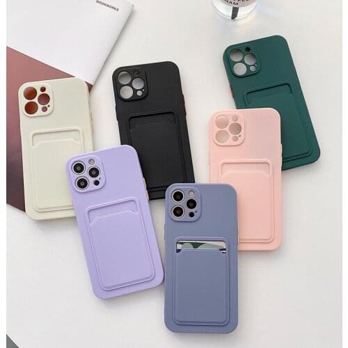 Fashion Card Bag Candy Color Phone Case For iPhone 12 Pro Max 11 12 13 Mini XR XS Max X 7 8 Plus SE 2 Shockproof Protector Cover
