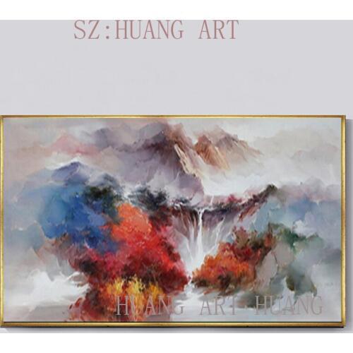 Original landscape scenery hand-painted oil painting realistic impression of the subject knife painting bedroom adornment lobby