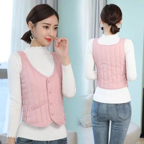 Autumn Winter Waistcoat Vest Women Short Wear A Small Cotton Jacket Inside The Liner Women Warm Down Cotton Coat Vest 6 Color