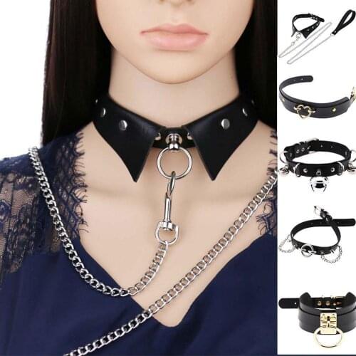 1PCS Black Punk Choker Collar Necklace Pu Leather Goth Rivets Choker Necklace Pendientes Party Club Sexy Gothic Femme Jewelry