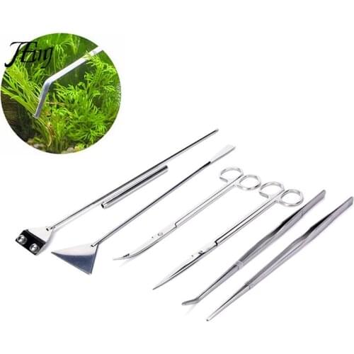 Ship Stainless Aquarium Tank Aquatic Plant Maintenance Curve & Straight Tweezers Curved Scissors Tools 5 styles