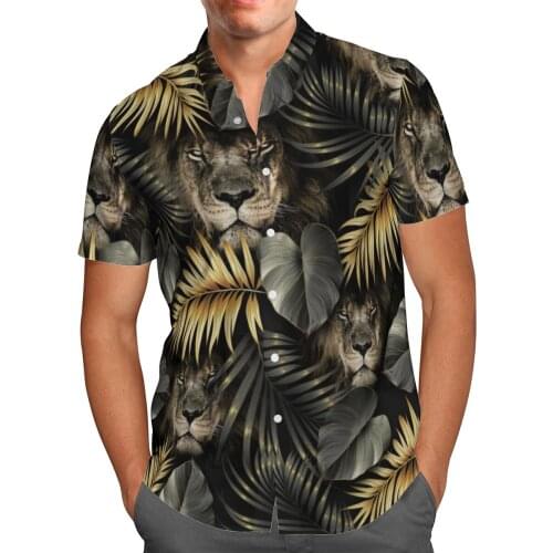 Lion Weeds 3D Print Beach Hawaiian 2021 Summer Shirt Short Sleeve Shirt Sports Streetwear Oversized Camisa Social Chemise Homme