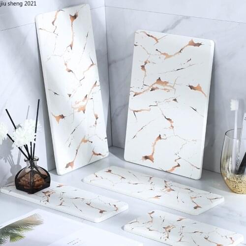 European-style Diatom Mud Absorbent Pad Imitation Marble Storage Tray Household Bathroom Wash Pad Bathroom Supplies Storage Tray