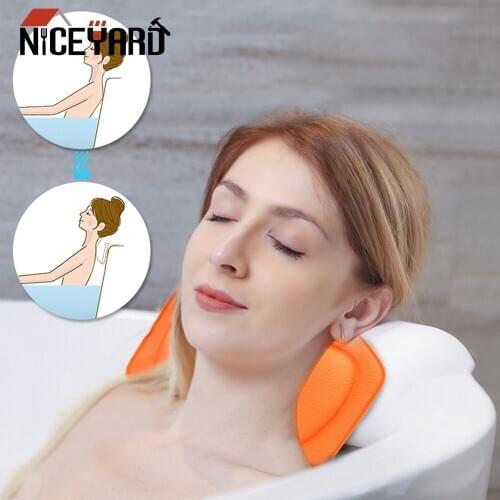 SPA Bath Pillow Home Bathtub Pillow PVC Neck Bathtub Cushion Neck Support Pillow Soft Headrest Suction Cup Bathtub Pillow