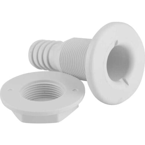 RV Thru&#8209 Hull Fitting 1in Nylon Plastic Marine Thru Hull Bilge Pump Hose Aerator Fitting for Boat Yacht Sail RV Camper